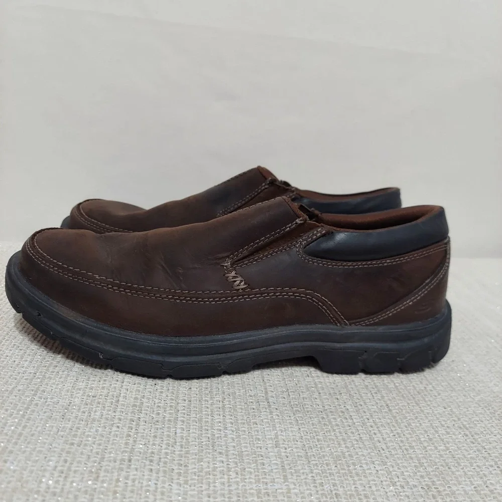 Skechers Segment The Search Brown Leather Slip-On Comfort Shoes Men's Size 8.5